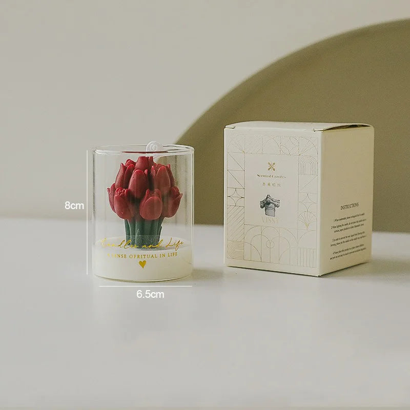 Handmade Tulip Bouquet Candle Scented Candle Aromatherapy Soy Wax Candle - Your Ritual Hub 