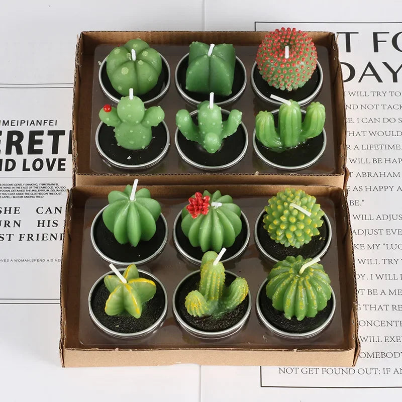 12pcs Mini Cactus Candles Succulent Greenery Candles Flameless - Your Ritual Hub 