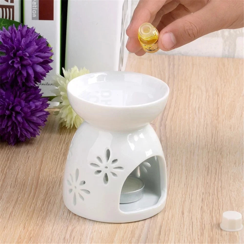 Ceramic Tealight Oil Burner & Fragrance Night Lamp - Your Ritual Hub 