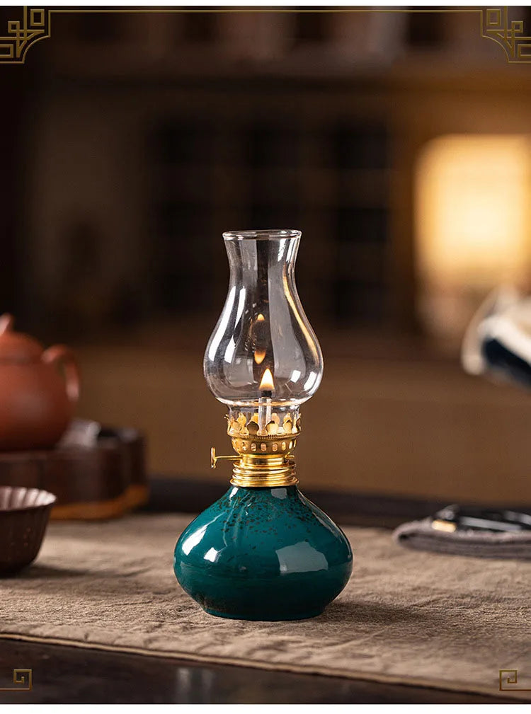 Traditional Ceramic Butter Oil Lamp - Aromatic Incense Burner and Ambient Night Light - Your Ritual Hub 