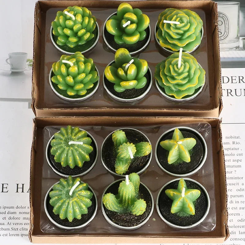 12pcs Mini Cactus Candles Succulent Greenery Candles Flameless - Your Ritual Hub 