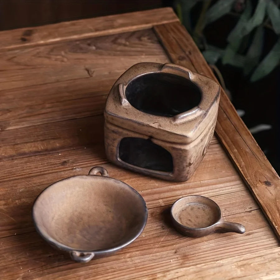 Japanese Retro Fireproof Incense Burner & Wax Heater - Your Ritual Hub 
