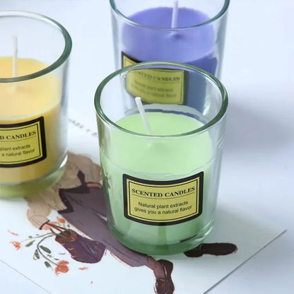 Presentförpackning med doftljus i växtvax, sojabönsljus i glaskopp, doftljus för inomhusbruk utan rök, hotellrumsparfym