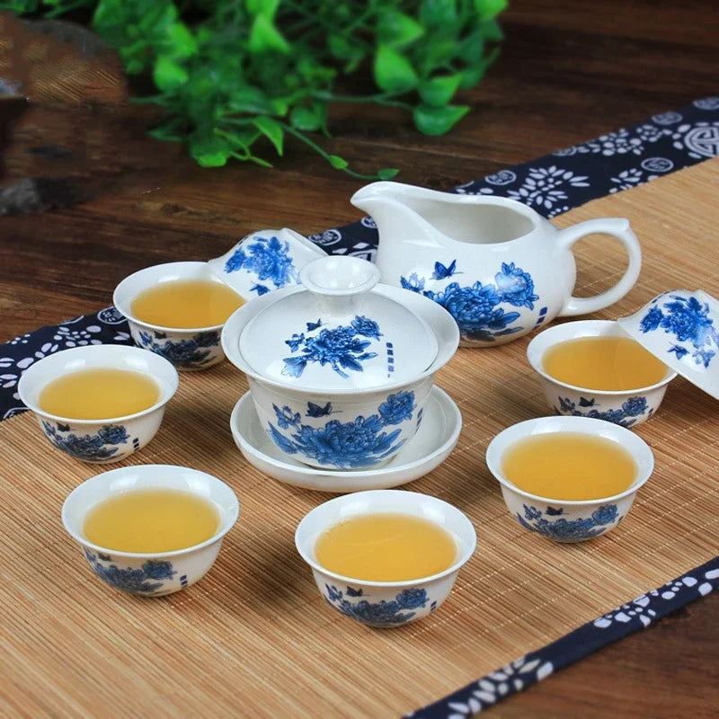 8 Cups Chinese Kung Fu Tea Set Ceramic Teapot Gaiwan Tea Cups Tea Tool - Your Ritual Hub 