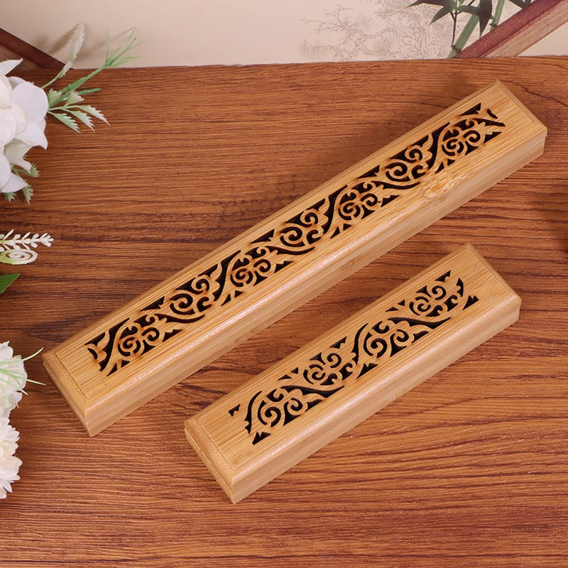 Bamboo Incense Burner Box with Ash Catcher Plate