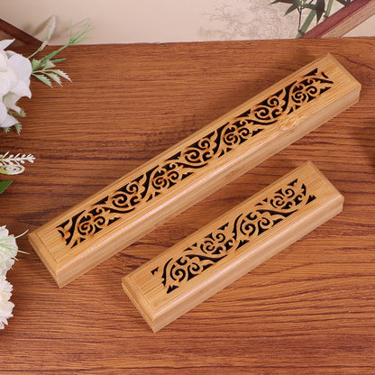 Bamboo Incense Burner Box with Ash Catcher Plate