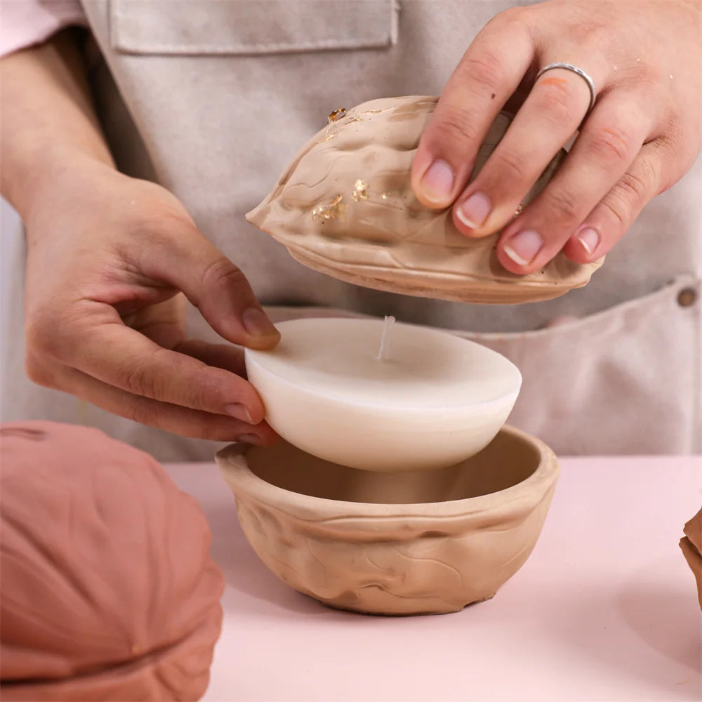 Walnut Shell Silicone Candle Mold – Reusable Candle Jar & Refill Mold