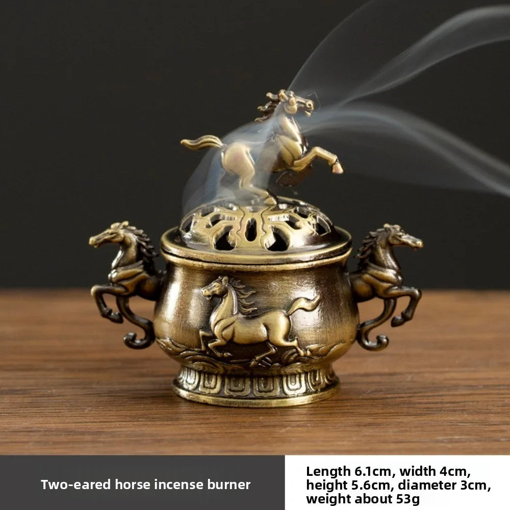 Elephant Lotus Incense Burner — Vintage Alloy Censer