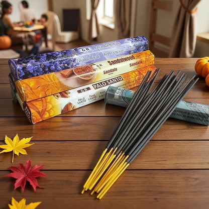 6 Sets of 120 Indian Incense Sticks Palo Santo Lavender Jasmine Meditation Fresh Air Scent Aroma Home Long-Lasting Fragrance