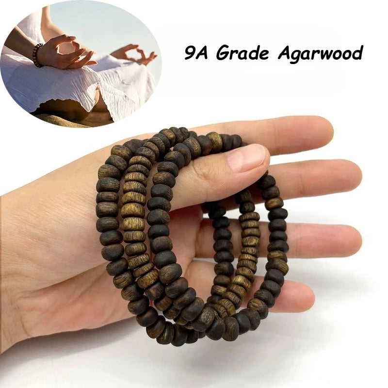 9A Grade Agarwood Oudh Prayer Bracelet – Arabian Luxury Incense Scent | Soul Purification