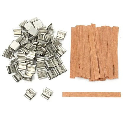 50-Pack Wooden Candle Wicks — Multi-Size with Sustainer Tabs