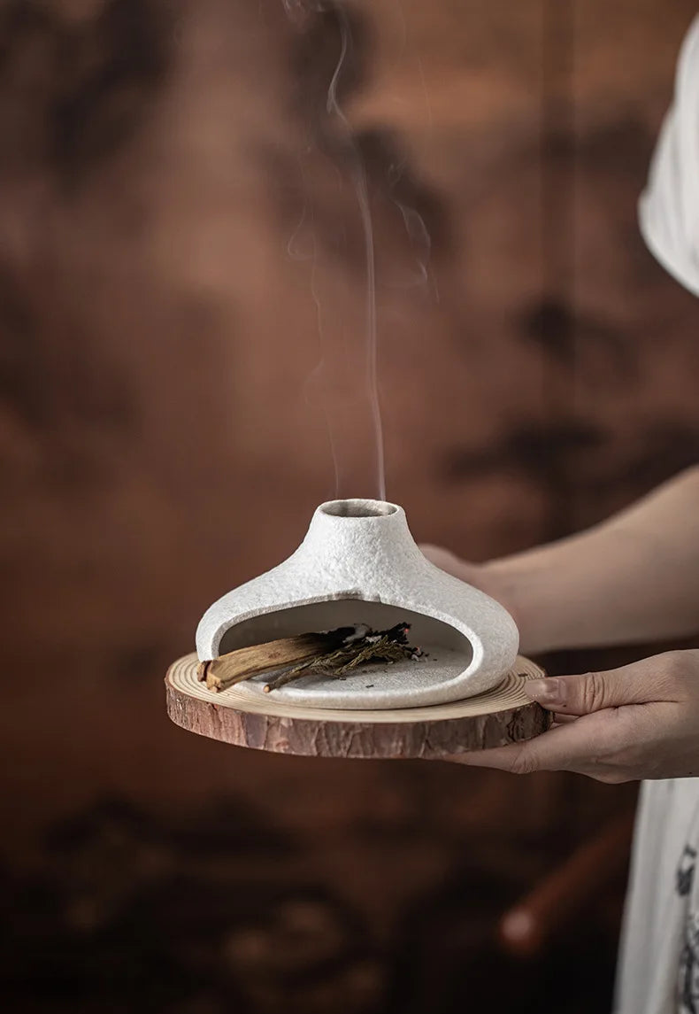 Small Chimney Fireplace Ceramic Aroma Diffuser Incense Burner Aroma Burner - Your Ritual Hub 