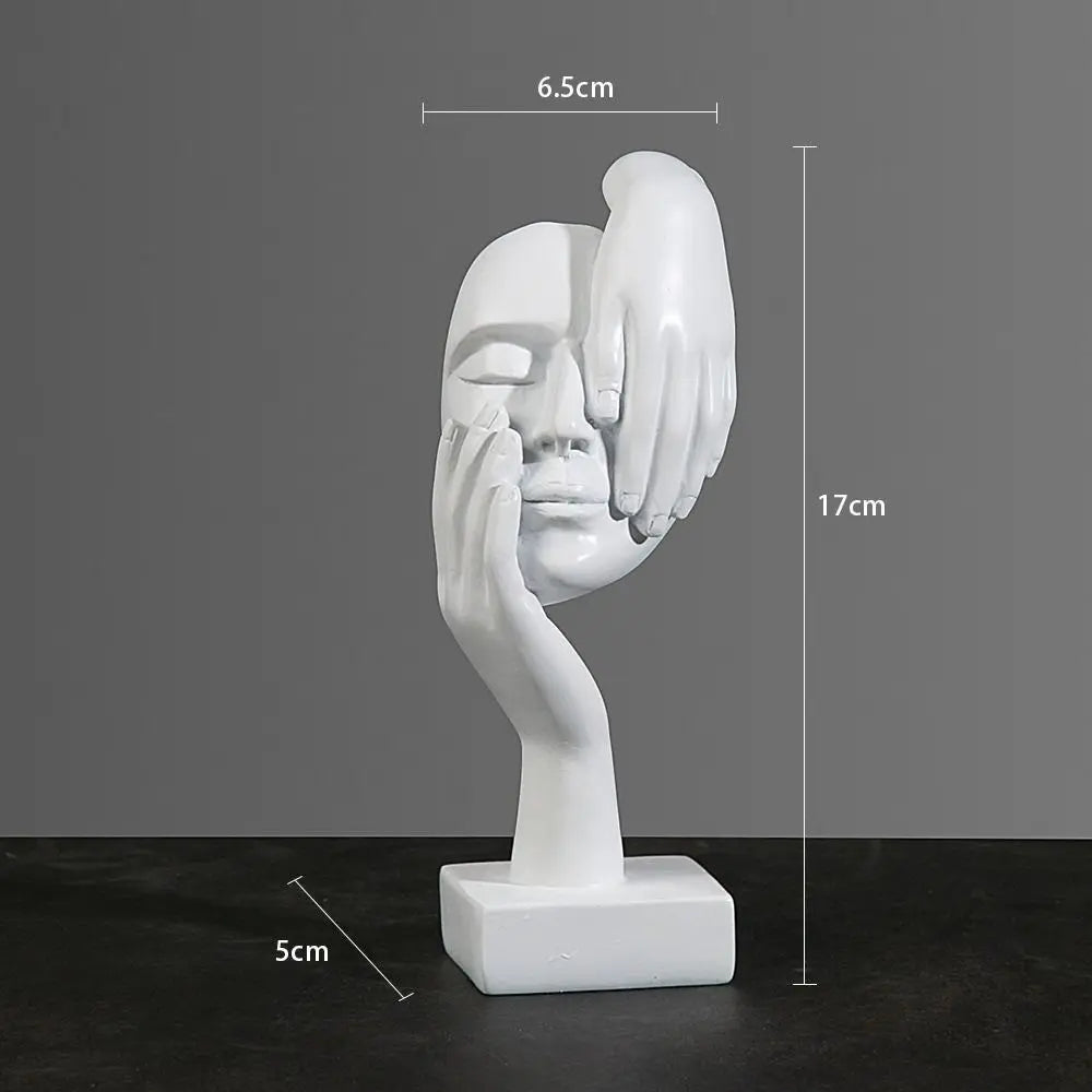 Abstract Resin Face Sculpture – Nordic Minimalist Desktop Art Statue