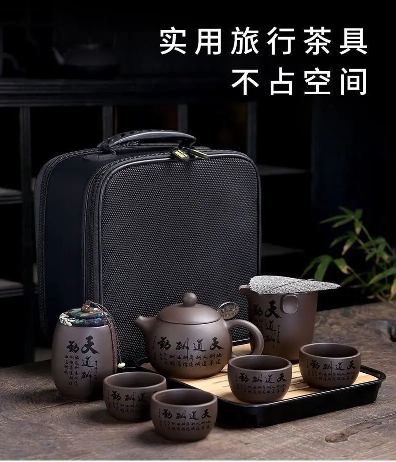 Portable Ceramic Teaware Set Chinese Tradition Kung Fu Tea Set With Bag Gaiwan Tea Cups