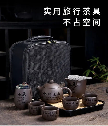 Portable Ceramic Teaware Set Chinese Tradition Kung Fu Tea Set With Bag Gaiwan Tea Cups