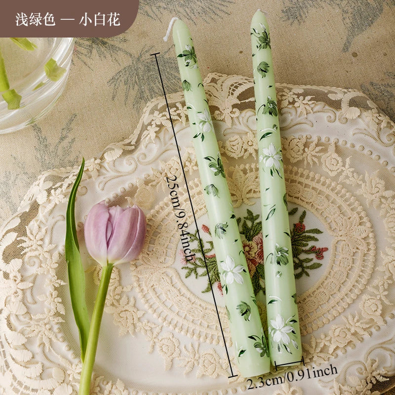 European Printed Long Taper Candles — Smokeless