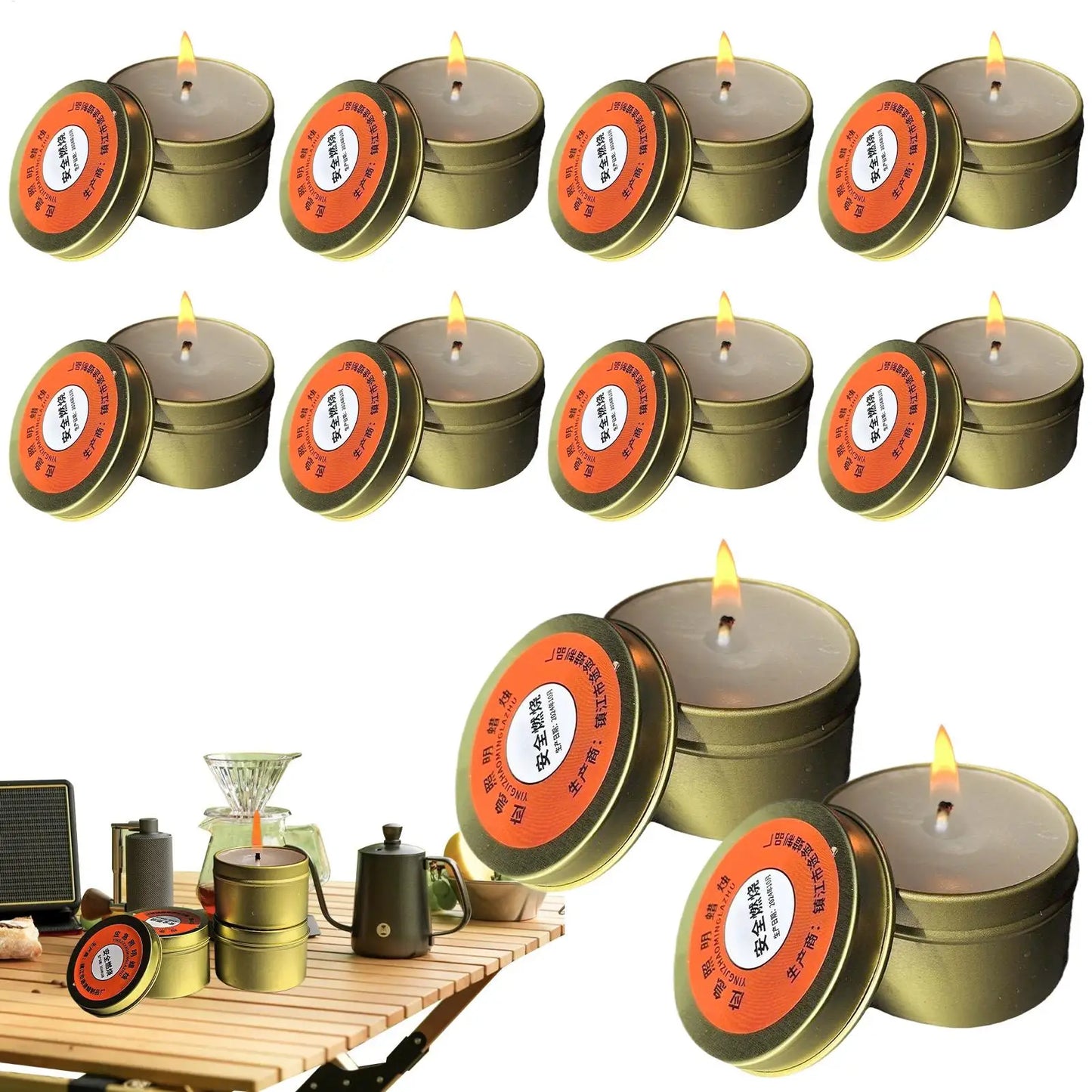 Emergency Candles Set of 10 Odorless Long Burning Candles