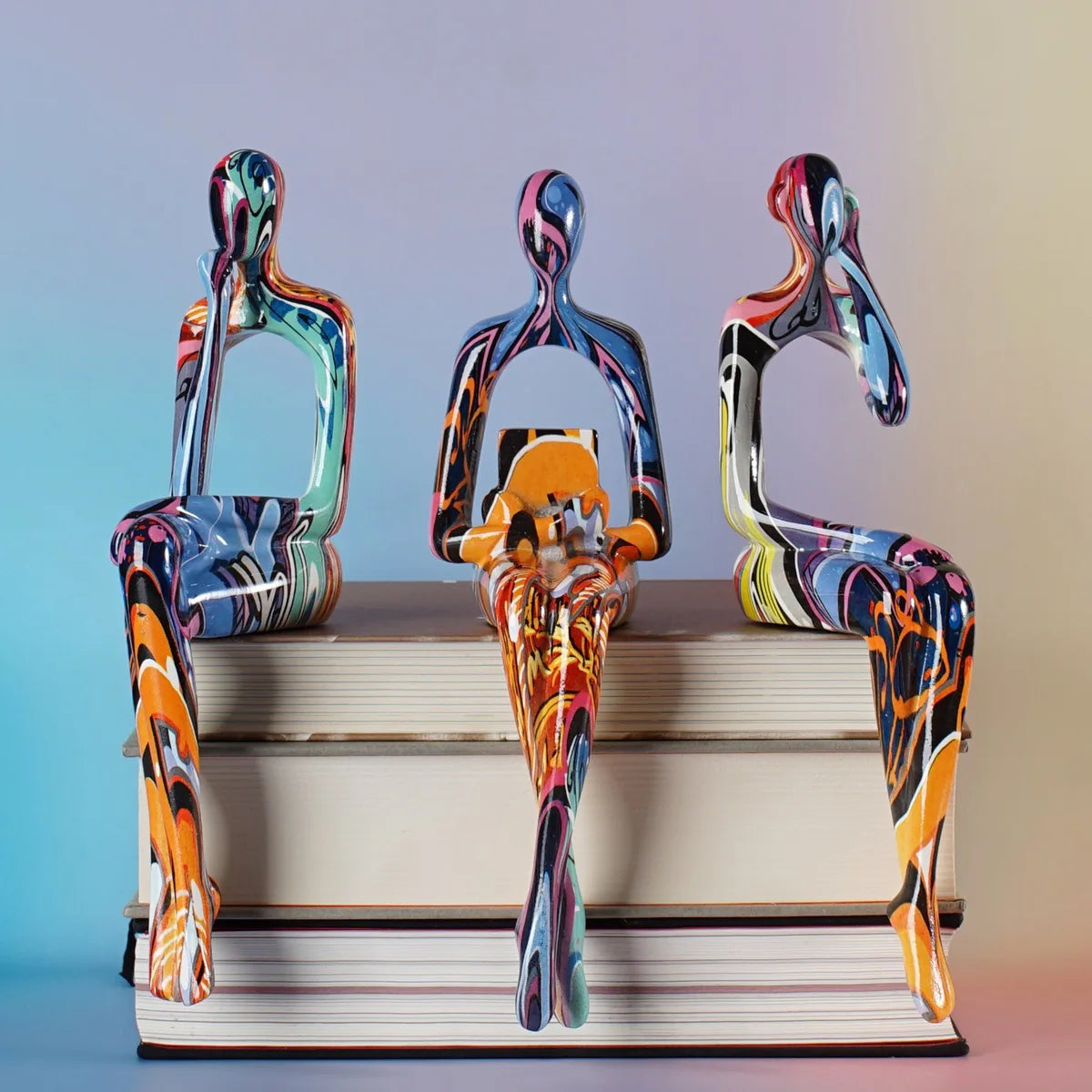 Abstract Thinker Figurine Set of 3 – Modern Minimalist Resin Statues