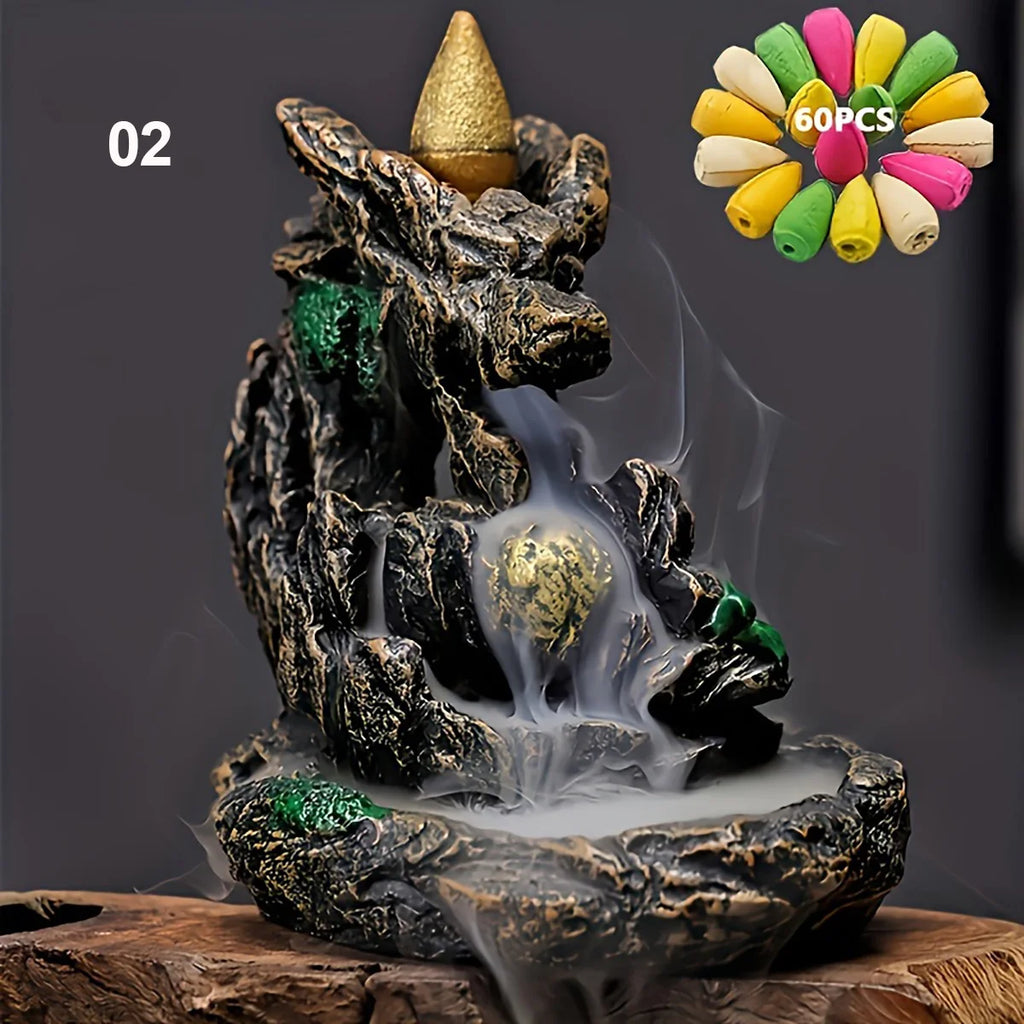 1pc Mountains River Waterfall Reflux Incense Burner Fountain +60 Incense Cones - Your Ritual Hub 