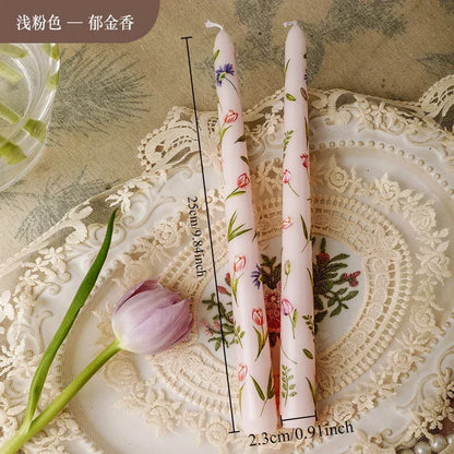 European Printed Long Taper Candles — Smokeless