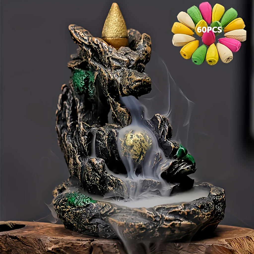 1pc Mountains River Waterfall Reflux Incense Burner Fountain +60 Incense Cones - Your Ritual Hub 