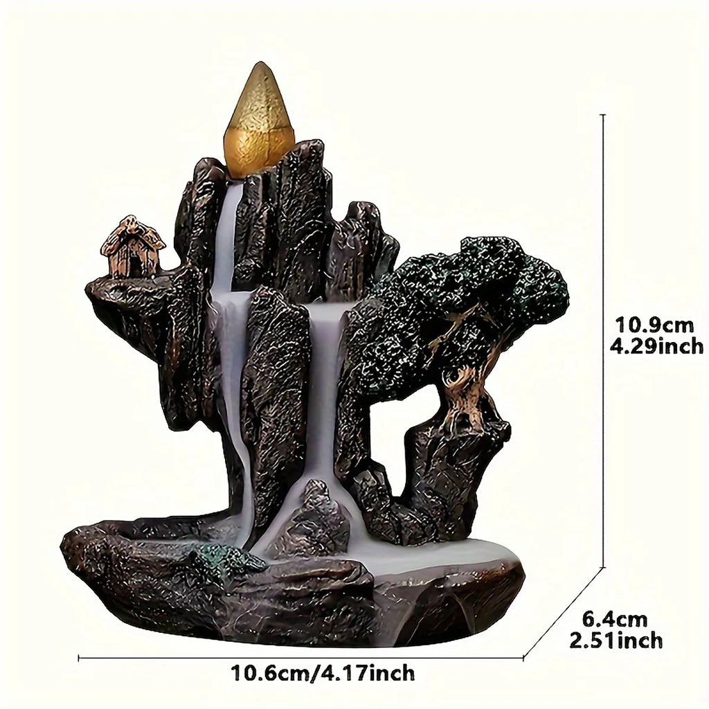 1pc Mountains River Waterfall Reflux Incense Burner Fountain +60 Incense Cones - Your Ritual Hub 