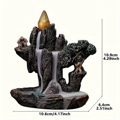 1pc Mountains River Waterfall Reflux Incense Burner Fountain +60 Incense Cones