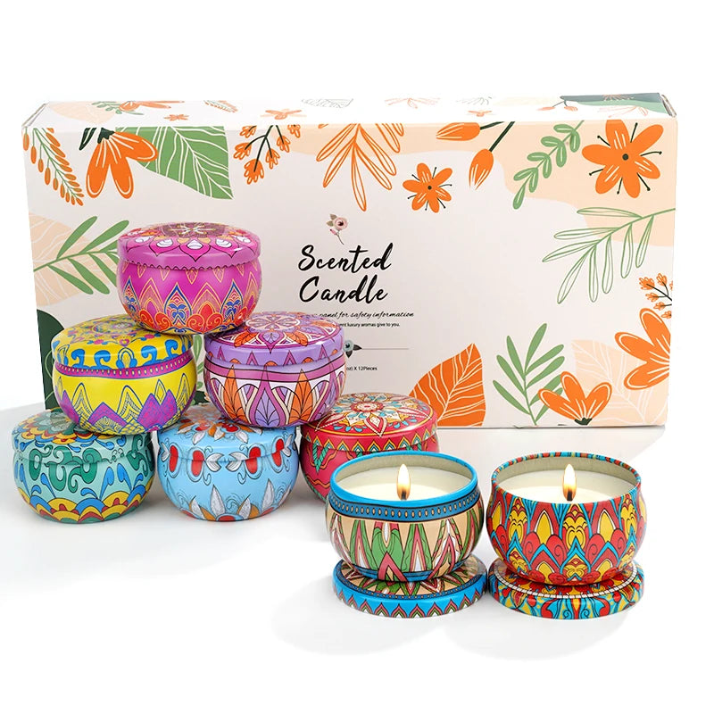 8-Pack Soy Wax Scented Candle Tin Set