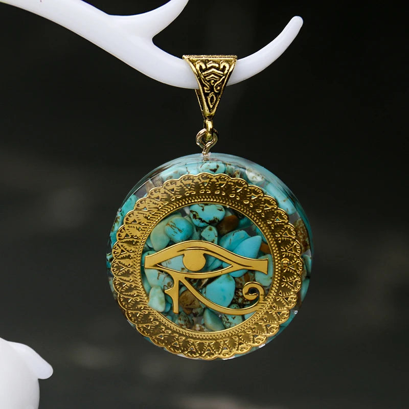 Eye of Horus Crystal Chakra Pendant Necklace – Natural Stone | Reiki Healing & Meditation