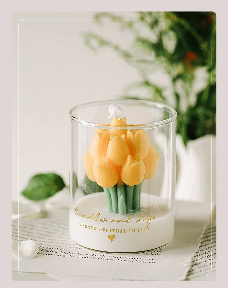 Handmade Tulip Bouquet Candle Scented Candle Aromatherapy Soy Wax Candle - Your Ritual Hub 
