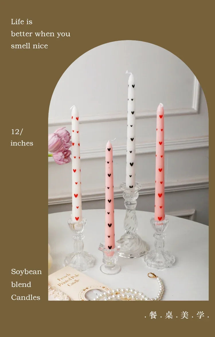European Printed Long Taper Candles — Smokeless