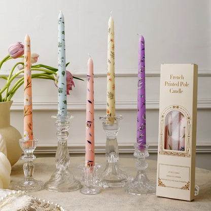 European Printed Long Taper Candles — Smokeless