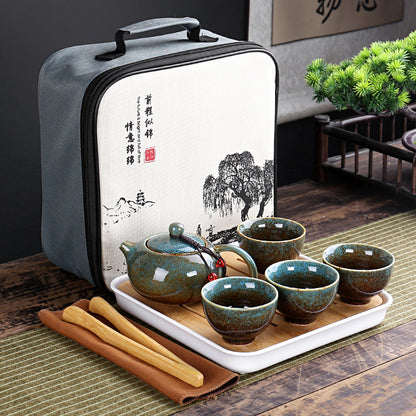 Travelling Bag 4 Cups Chinese Kung Fu Tea Set Travel Set Ceramic