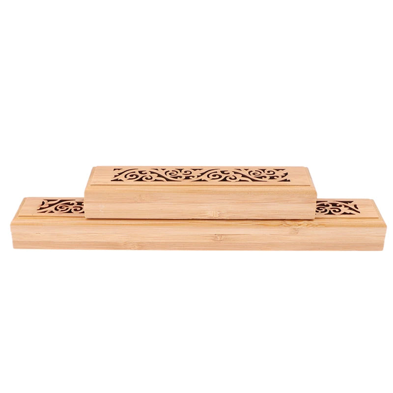 Bamboo Incense Burner Box with Ash Catcher Plate