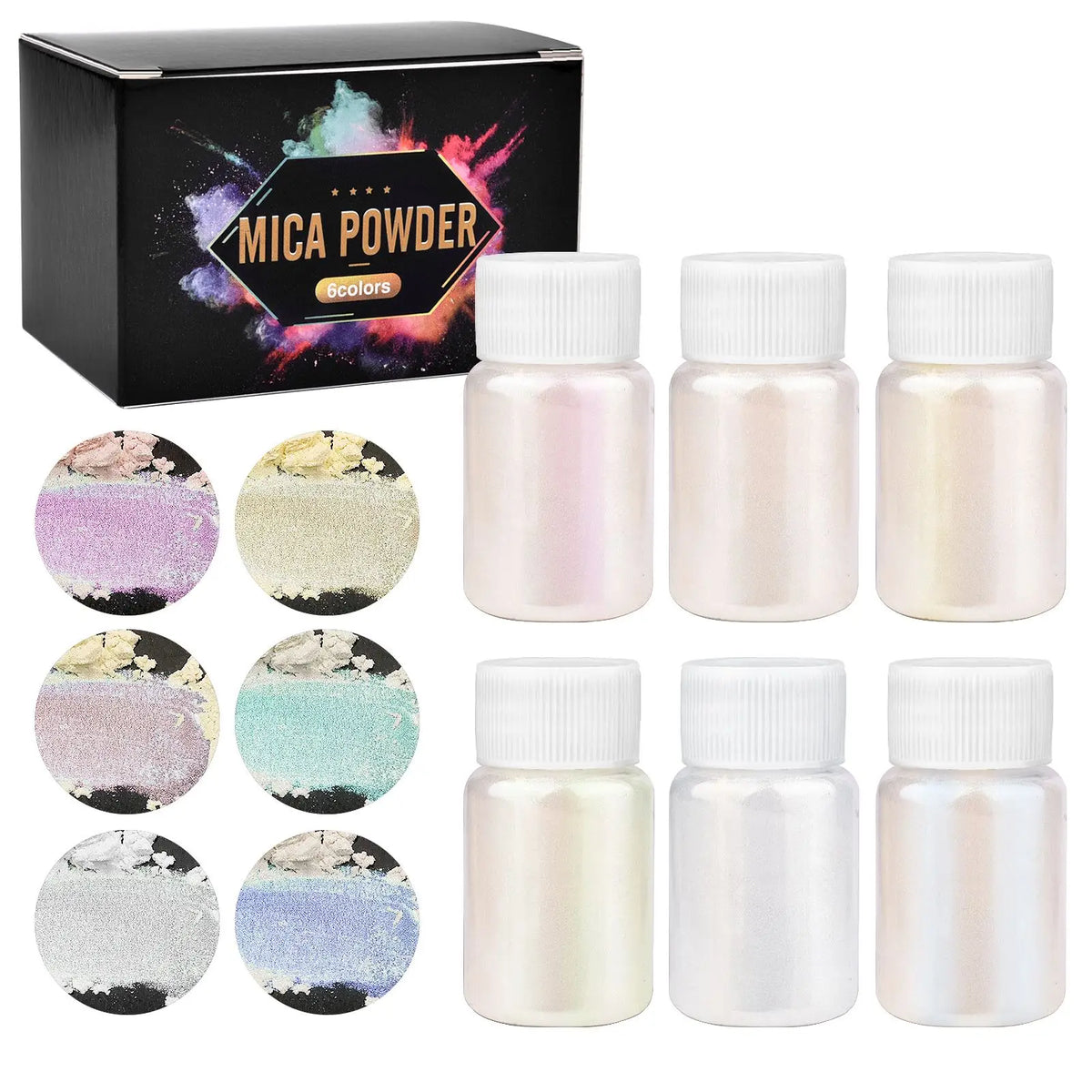 6-Colour Pearlescent Mica Powder Set for DIY Crafts