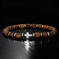 Noter Natürliches Holzarmband für Herren A Grade Hämatit Stein Handgefertigt Meditation Spirituelle Heilung Armband Kreuz Strang Armband