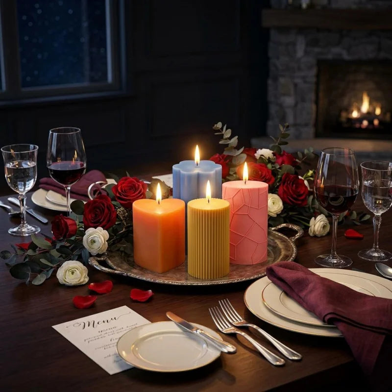 A set of four innovative silicone candle molds，Adopt3DCylindrical design - Your Ritual Hub 