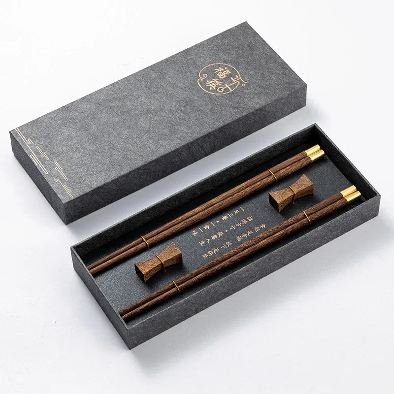 Natural Wood Chopsticks Gift Set – Red Sandalwood & Wenge | Eco-Friendly | Gift Box