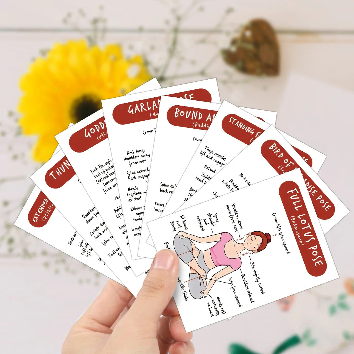 40pcs Yoga Poses Guide Cards,Step-By-Step Detailed Instruction Tool For Yoga