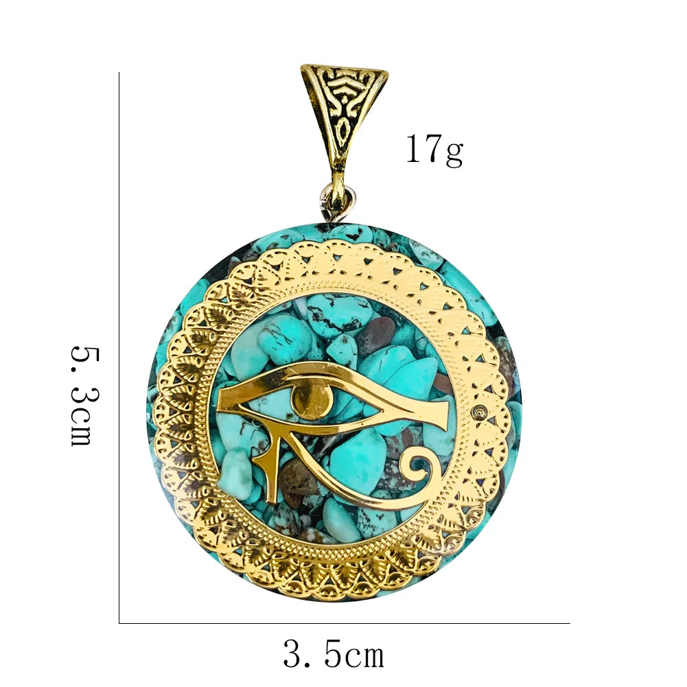 Eye of Horus Crystal Chakra Pendant Necklace – Natural Stone | Reiki Healing & Meditation