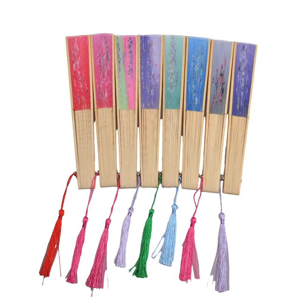 Silk & Bamboo Floral Folding Fan – Oriental Hand Fan for Ritual, Gifting & Decor