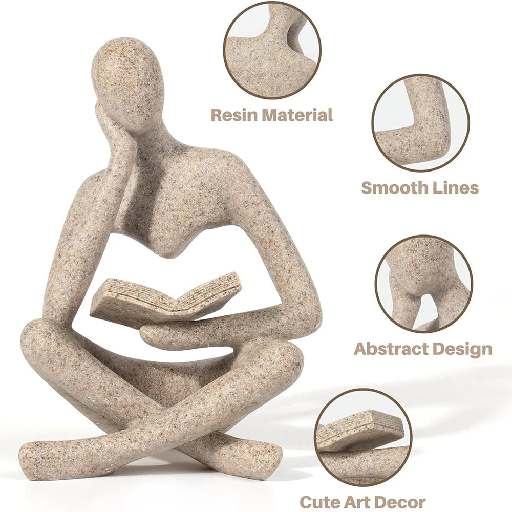 The Reader – Abstract Thinker Sculpture for Bookshelf, Desk & Altar Decor
