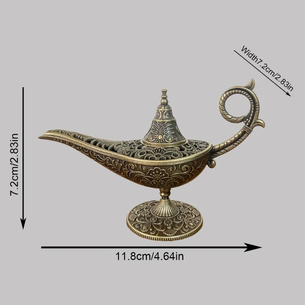 Antique Metal Incense Burner — Aladdin Lamp Style | Ritual Home Decor | Your Ritual Hub