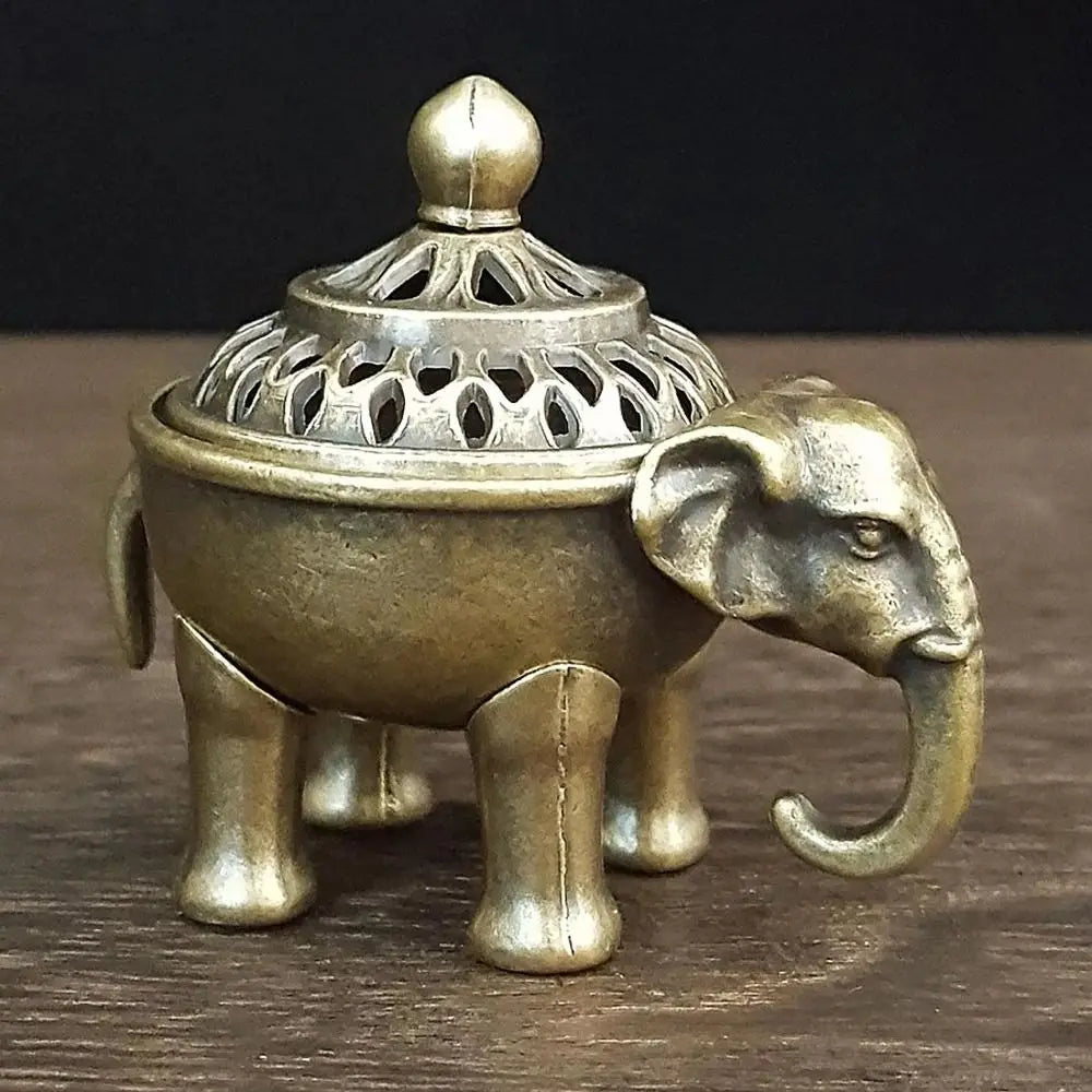 Elephant Lotus Incense Burner — Vintage Alloy Censer