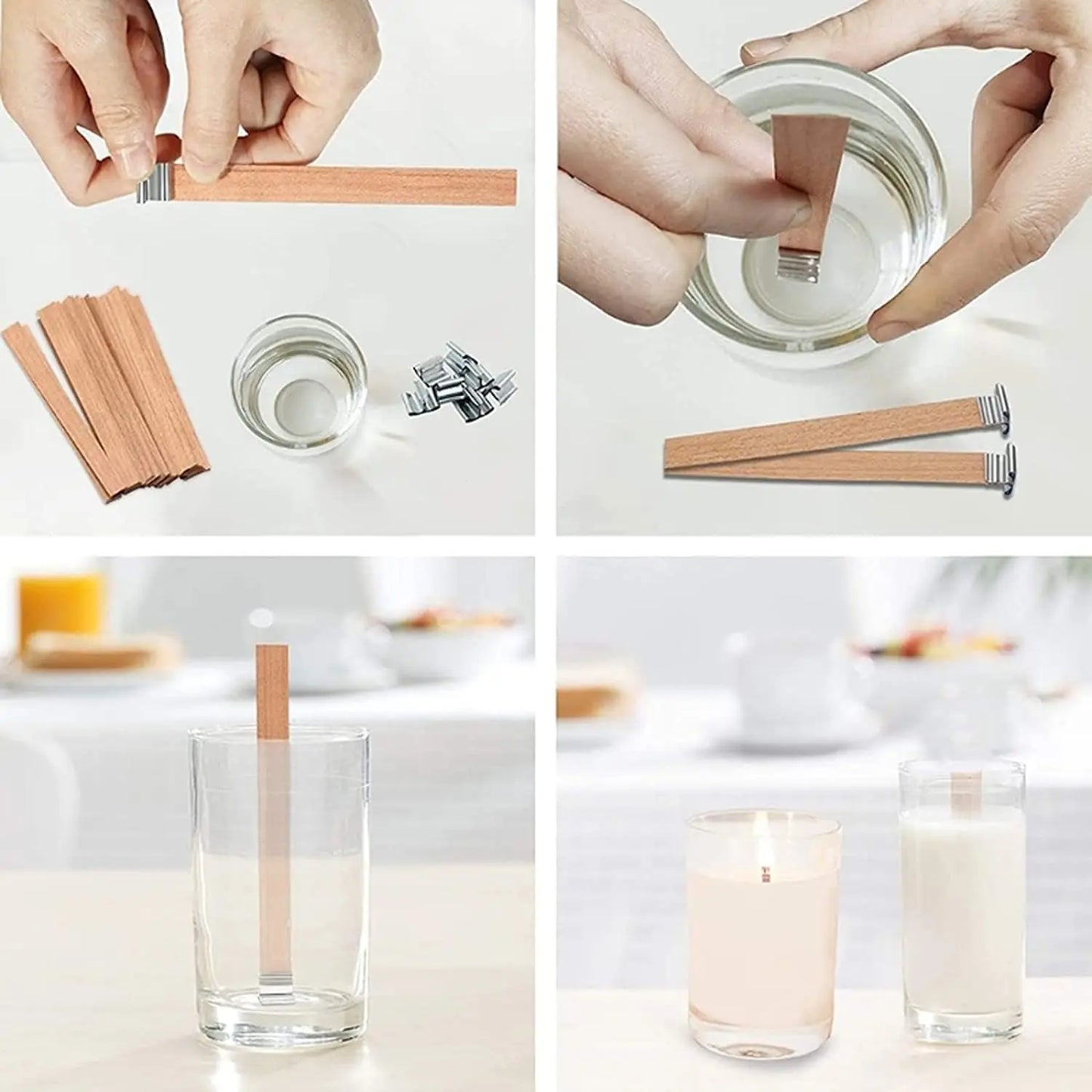 Natural Wooden Candle Wicks with Sustainers — DIY Supply