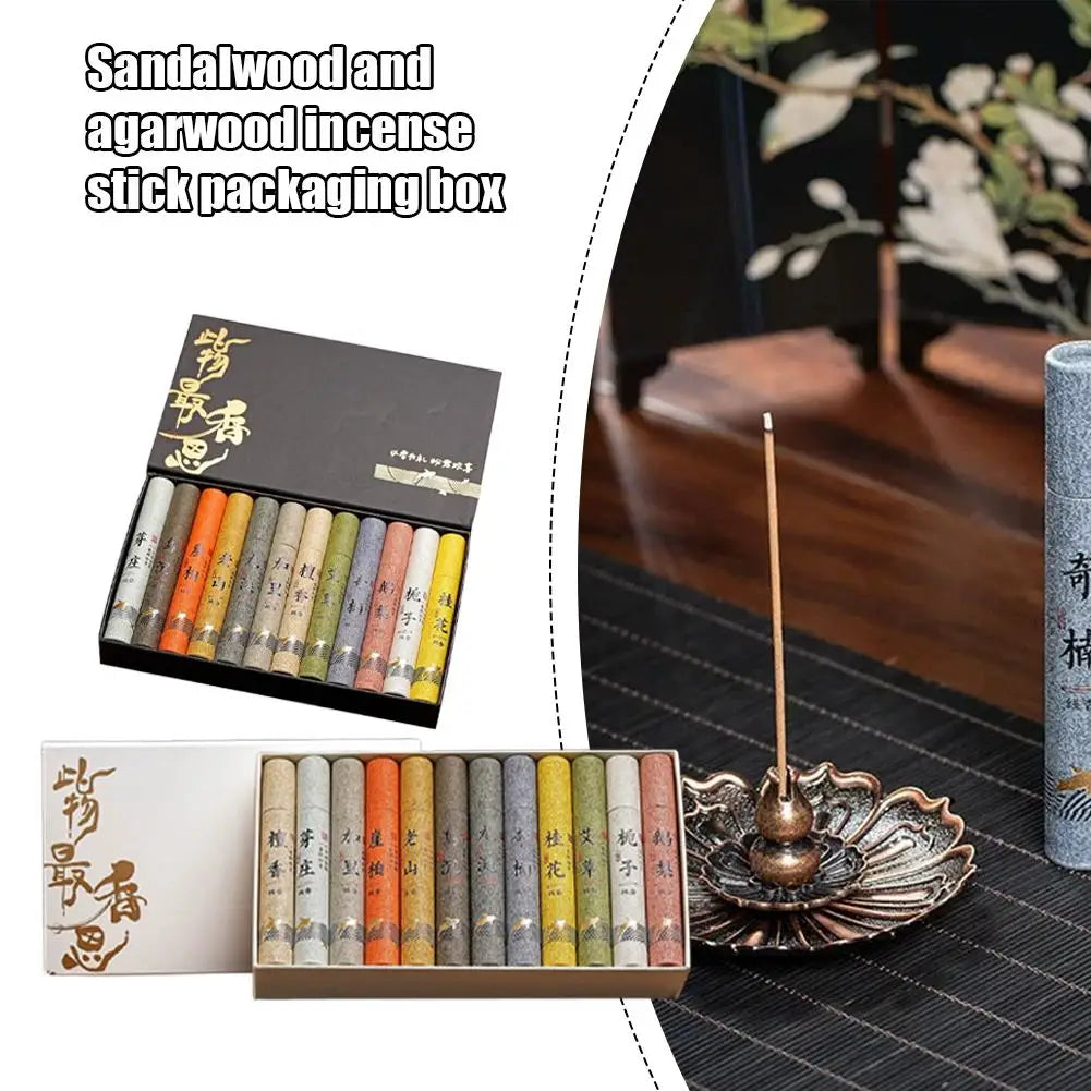 Chinese 12 kinds of scented Incense Stick Gift Box Set natural linear Aromatherapy - Your Ritual Hub 