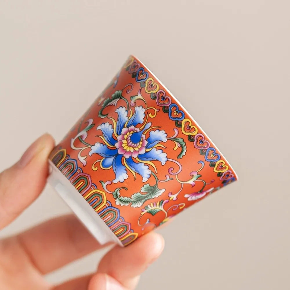6pcs/set Kung Fu Tea Set Flower Tea Cup Chinese Style Vintage Ceramic
