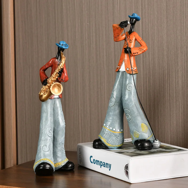 Musician Figurine Sculpture – Neoclassical Resin Statue | Saxophone, Guitar, Organ, Trumpet & Singer