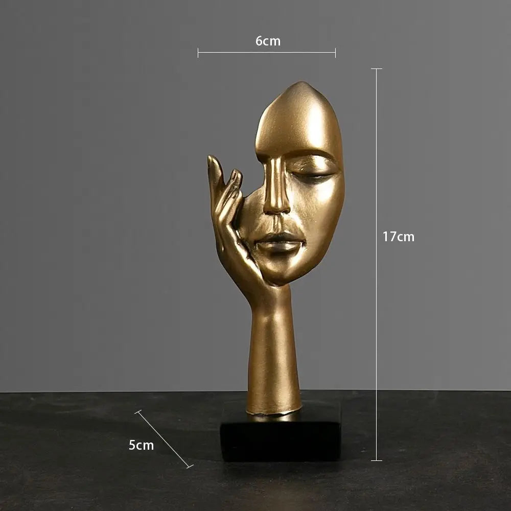 Abstract Resin Face Sculpture – Nordic Minimalist Desktop Art Statue