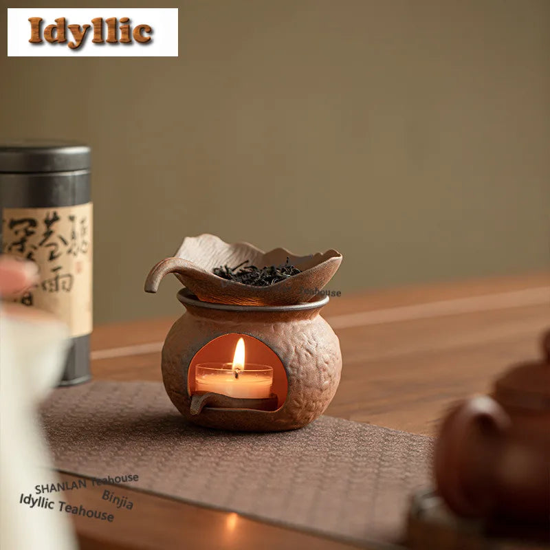 Handmade Ceramic Tea Warmer Stove – Coarse Pottery Alcohol Burner Stand